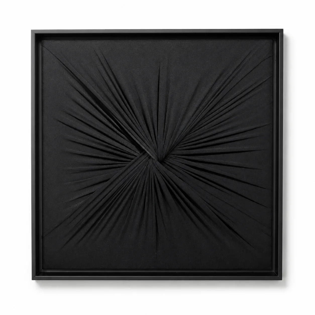 Quadro Artesanal Abstrato Têxtil Repuxado Preto Sem Vidro 50x50cm