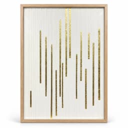 Quadro Artesanal Abstrato Linhas em Folha de Ouro Com Vidro 50x70cm