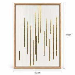 Quadro Artesanal Abstrato Linhas em Folha de Ouro Com Vidro 50x70cm