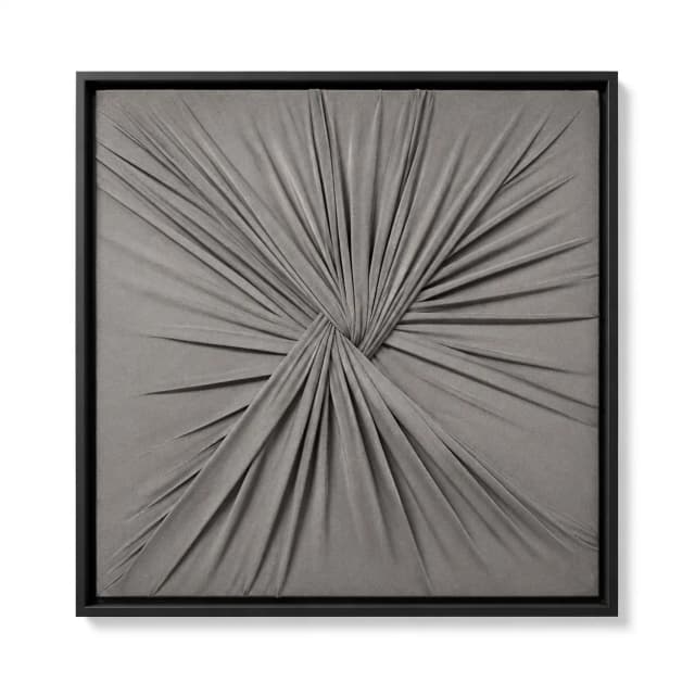 Quadro Artesanal Abstrato Têxtil Repuxado Castanho Sem Vidro 50x50cm