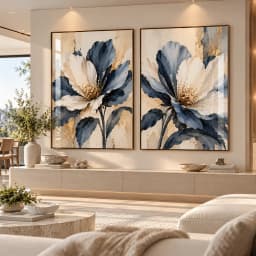 Floral Azul e Dourado I