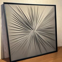 Quadro Artesanal Abstrato Têxtil Repuxado Fendi Sem Vidro 80x80cm