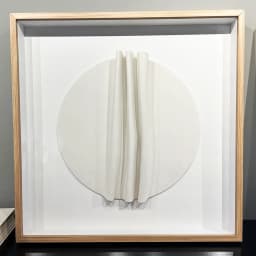 Kit 2 Quadros Artesanais Círculos Branco em Camadas I Sem Vidro 60x60cm