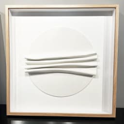 Kit 2 Quadros Artesanais Círculos Branco em Camadas II Sem Vidro 60x60cm