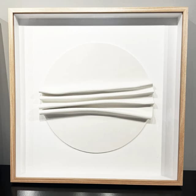 Kit 2 Quadros Artesanais Círculos Branco em Camadas II Sem Vidro 60x60cm