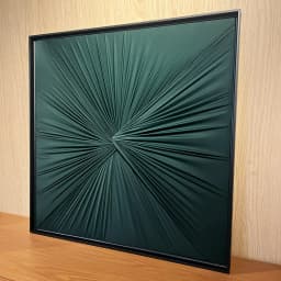 Quadro Artesanal Abstrato Têxtil Repuxado Verde Sem Vidro 80x80cm