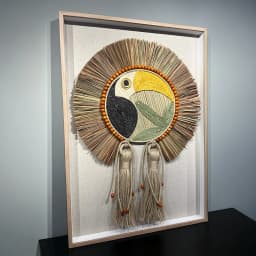 Kit 2 Quadros Artesanais Arara e Tucano Off White I 70x100cm