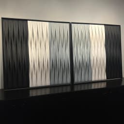 Kit 2 Quadros Artesanais Trama Degradê Preto e Branco I Sem Vidro 90x90cm