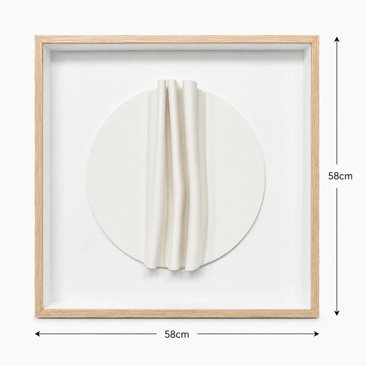 Kit 2 Quadros Artesanais Círculos Branco em Camadas I Sem Vidro 60x60cm