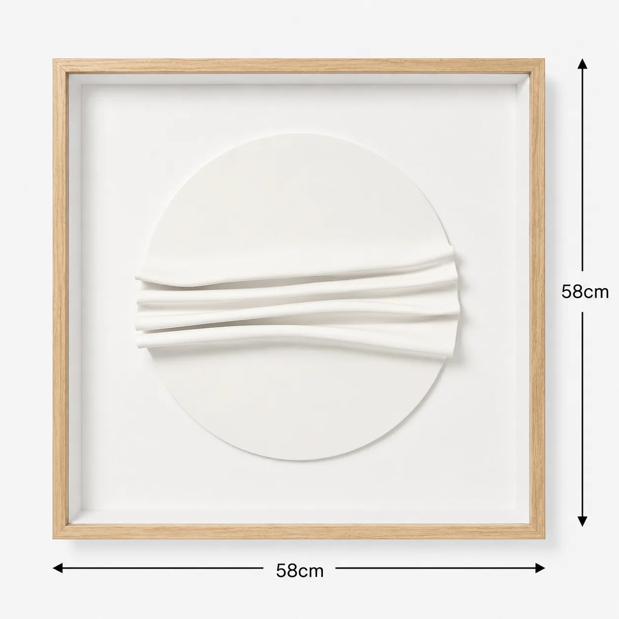 Kit 2 Quadros Artesanais Círculos Branco em Camadas II Sem Vidro 60x60cm