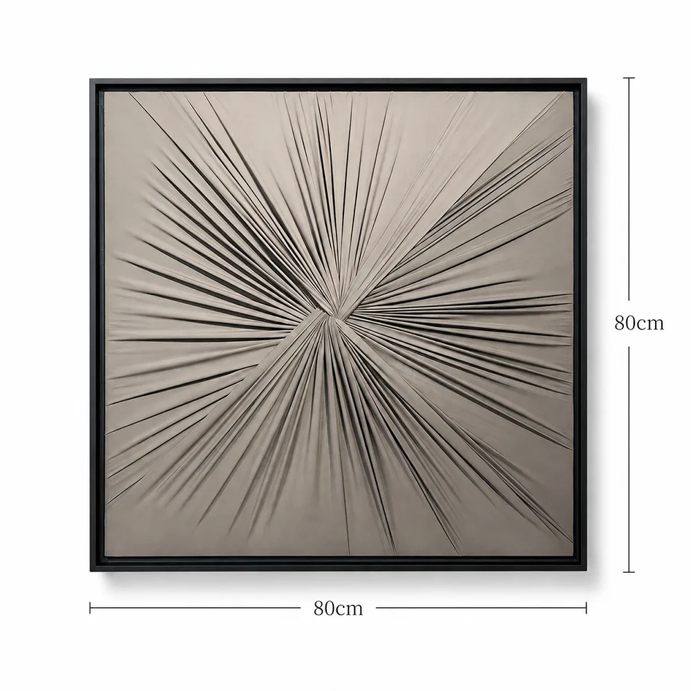 Quadro Artesanal Abstrato Têxtil Repuxado Fendi Sem Vidro 80x80cm
