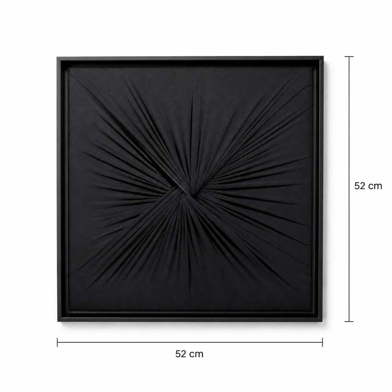 Quadro Artesanal Abstrato Têxtil Repuxado Preto Sem Vidro 50x50cm