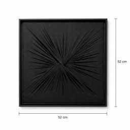 Quadro Artesanal Abstrato Têxtil Repuxado Preto Sem Vidro 50x50cm