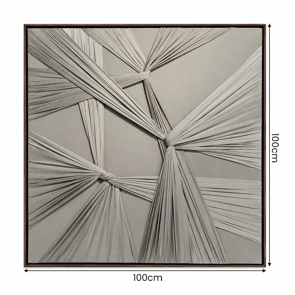 Kit 2 Quadros Artesanais Abstrato Têxtil Repuxado Castanho I Sem Vidro 100x100cm