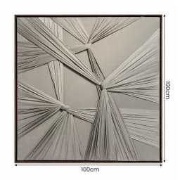 Kit 2 Quadros Artesanais Abstrato Têxtil Repuxado Castanho I Sem Vidro 100x100cm