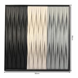 Kit 2 Quadros Artesanais Trama Degradê Preto e Branco I Sem Vidro 90x90cm