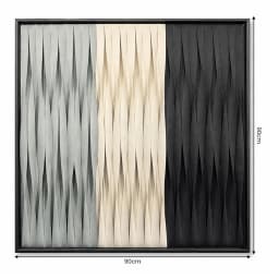 Kit 2 Quadros Artesanais Trama Degradê Preto e Branco II Sem Vidro 90x90cm