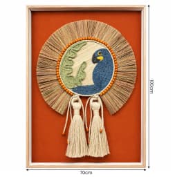 Kit 2 Quadros Artesanais Arara e Tucano Laranja II 70x100cm