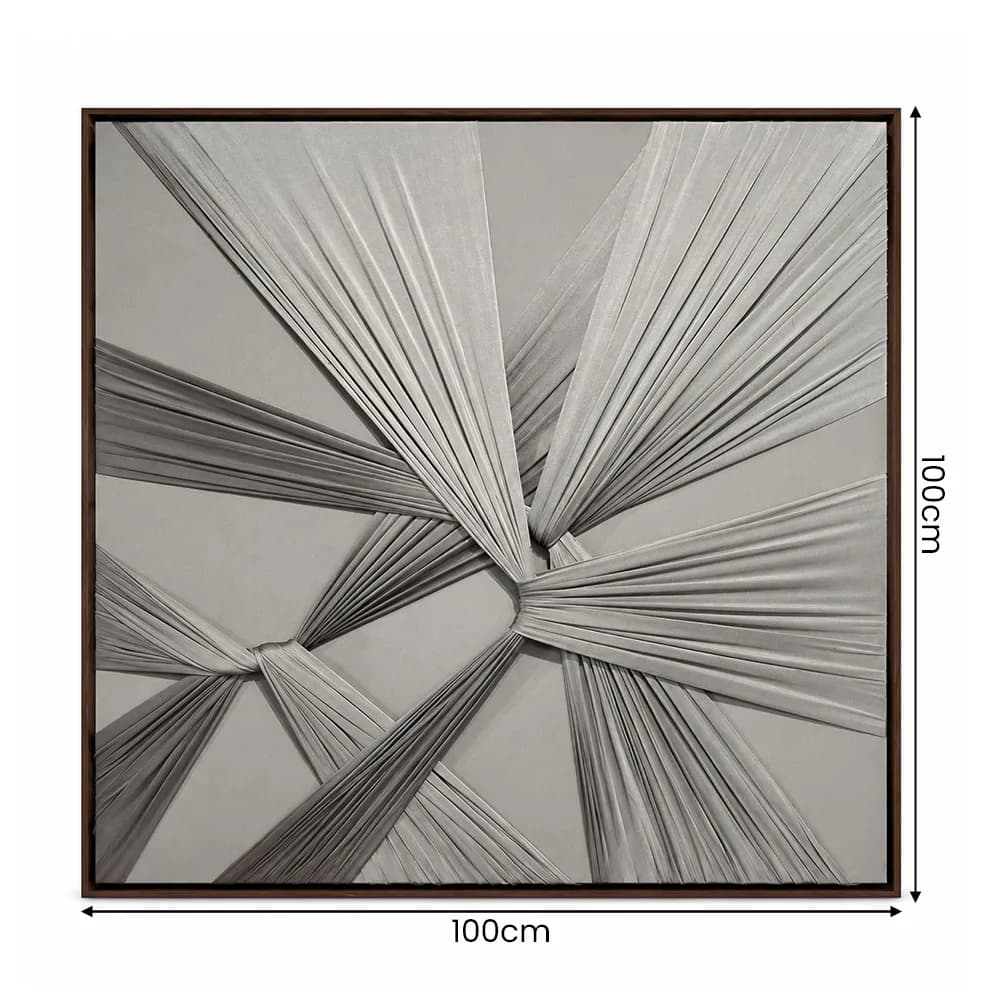 Kit 2 Quadros Artesanais Abstrato Têxtil Repuxado Castanho II Sem Vidro 100x100cm