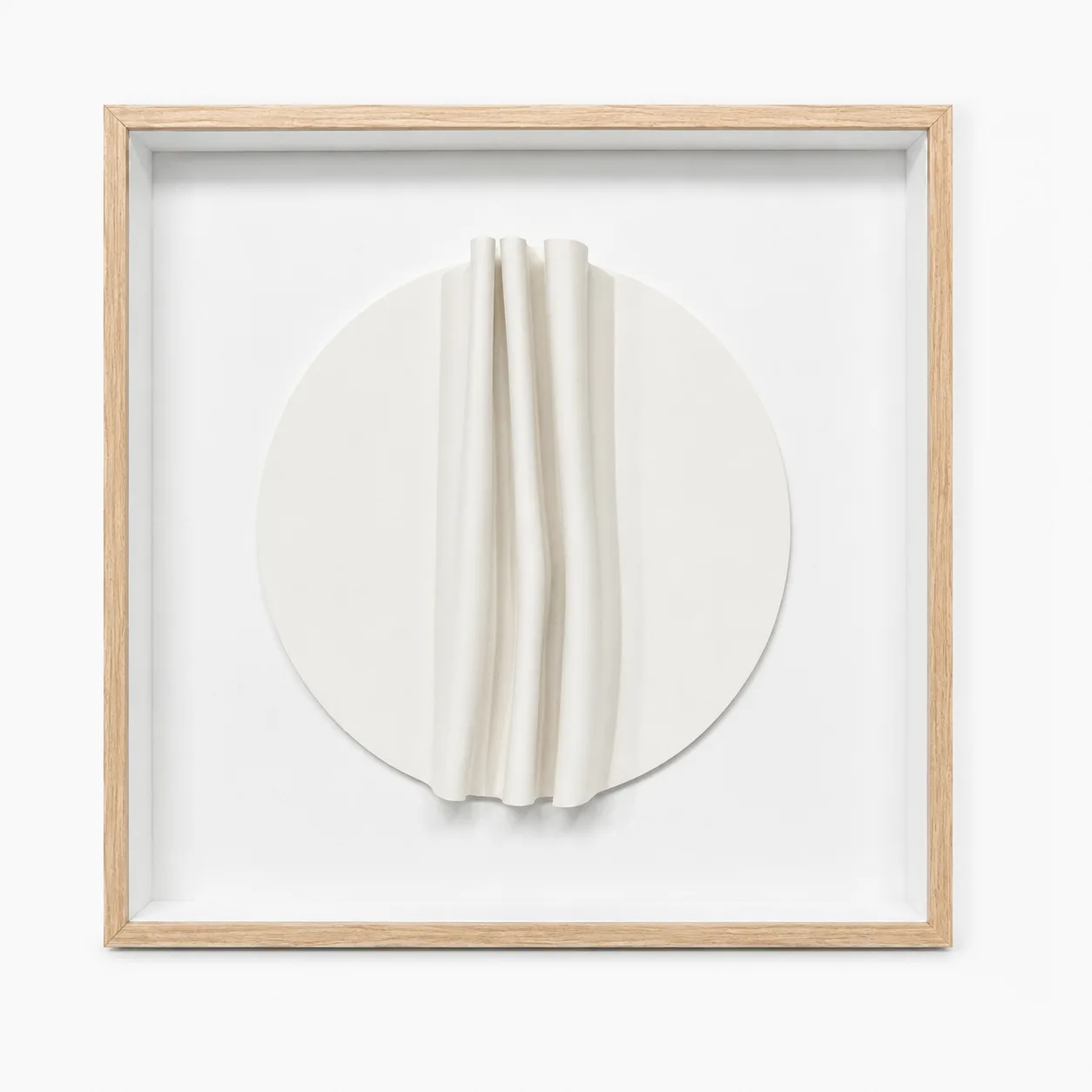 Kit 2 Quadros Artesanais Círculos Branco em Camadas I Sem Vidro 60x60cm
