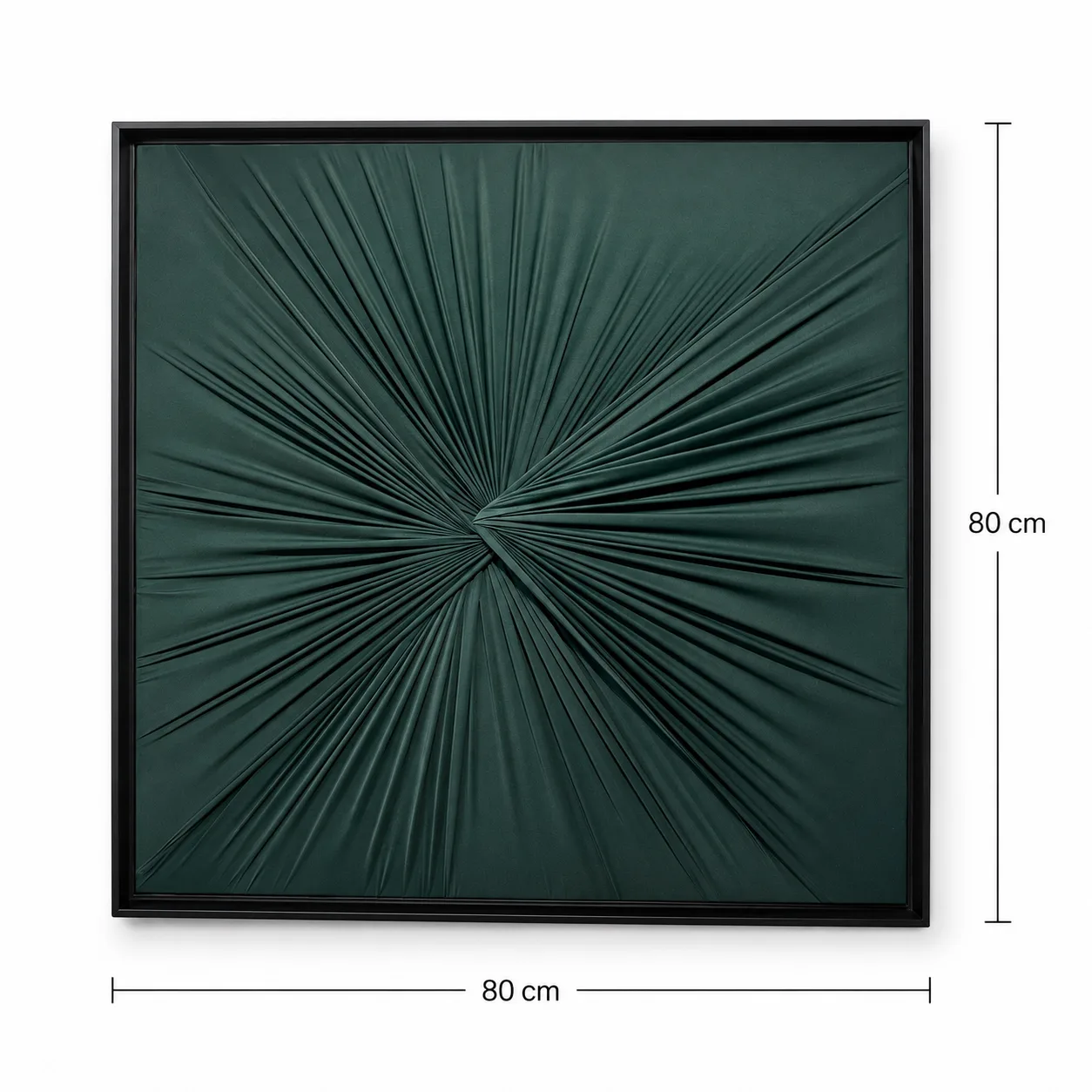 Quadro Artesanal Abstrato Têxtil Repuxado Verde Sem Vidro 80x80cm