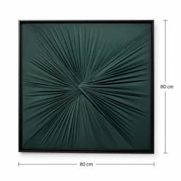 Quadro Artesanal Abstrato Têxtil Repuxado Verde Sem Vidro 80x80cm