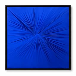Quadro Artesanal Abstrato Têxtil Repuxado Azul Bic Sem Vidro 80x80cm