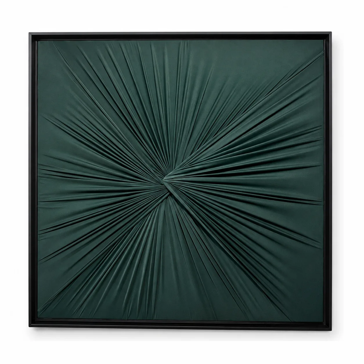 Quadro Artesanal Abstrato Têxtil Repuxado Verde Sem Vidro 80x80cm
