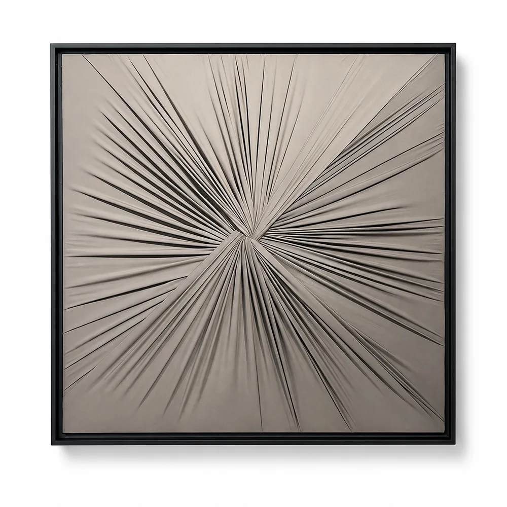 Quadro Artesanal Abstrato Têxtil Repuxado Fendi Sem Vidro 80x80cm