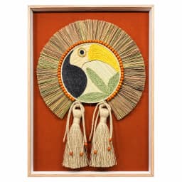 Kit 2 Quadros Artesanais Arara e Tucano Laranja I 70x100cm