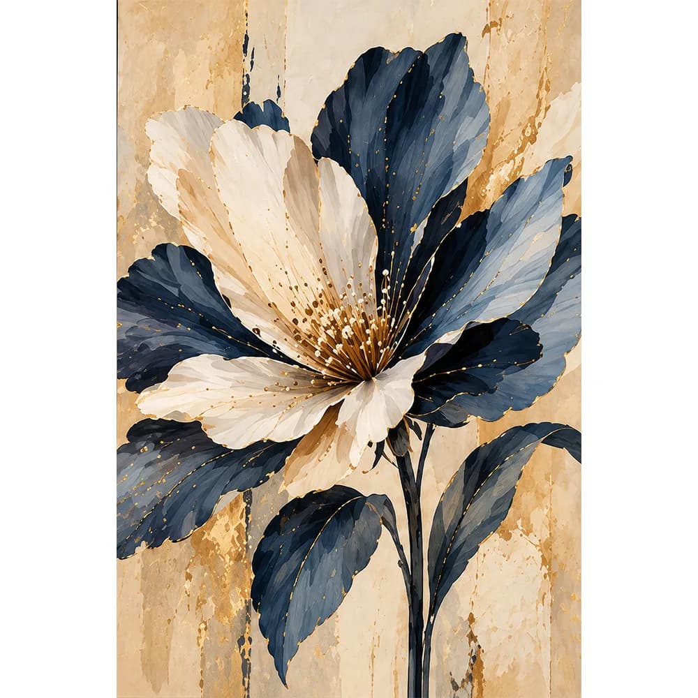 Floral Azul e Dourado I