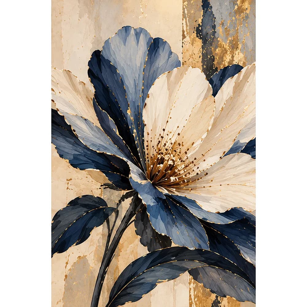 Floral Azul e Dourado II