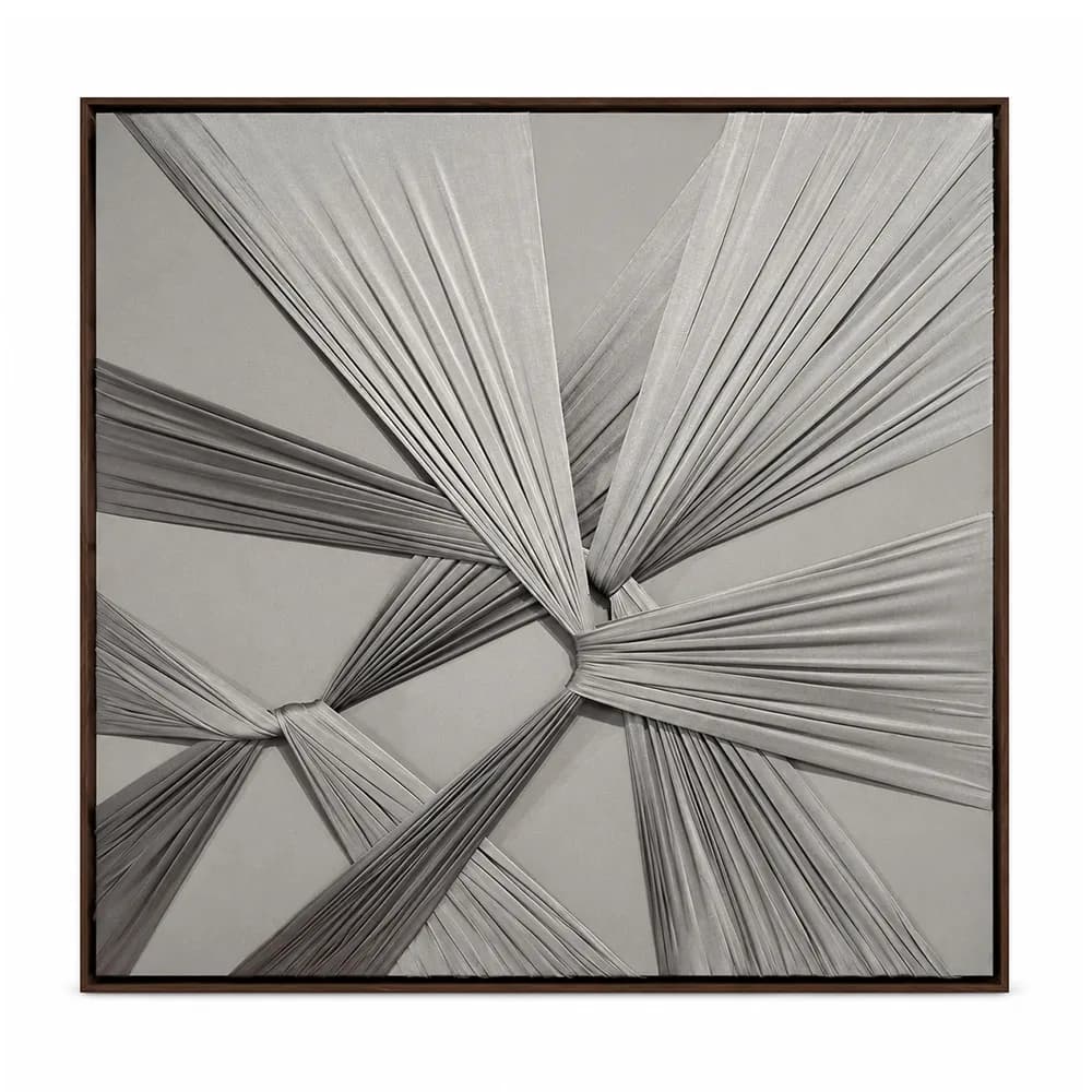 Kit 2 Quadros Artesanais Abstrato Têxtil Repuxado Castanho II Sem Vidro 100x100cm
