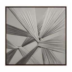 Kit 2 Quadros Artesanais Abstrato Têxtil Repuxado Castanho II Sem Vidro 100x100cm