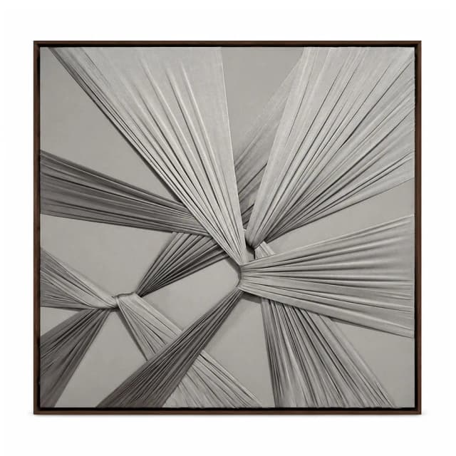 Kit 2 Quadros Artesanais Abstrato Têxtil Repuxado Castanho II Sem Vidro 100x100cm