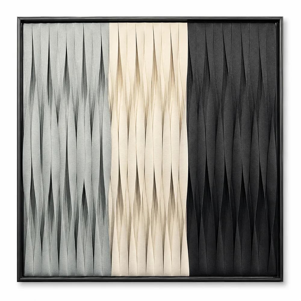 Kit 2 Quadros Artesanais Trama Degradê Preto e Branco II Sem Vidro 90x90cm