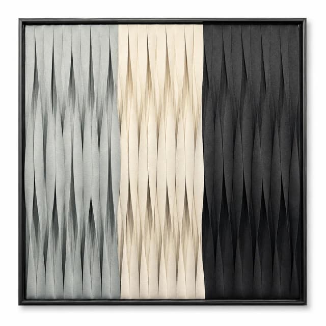 Kit 2 Quadros Artesanais Trama Degradê Preto e Branco II Sem Vidro 90x90cm