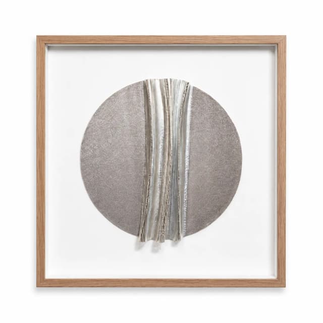 Kit 2 Quadros Artesanais Círculos Prata em Camadas I Sem Vidro 60x60cm