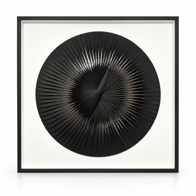 Quadro Artesanal Abstrato Eclipse Preto Sem Vidro 100x100cm