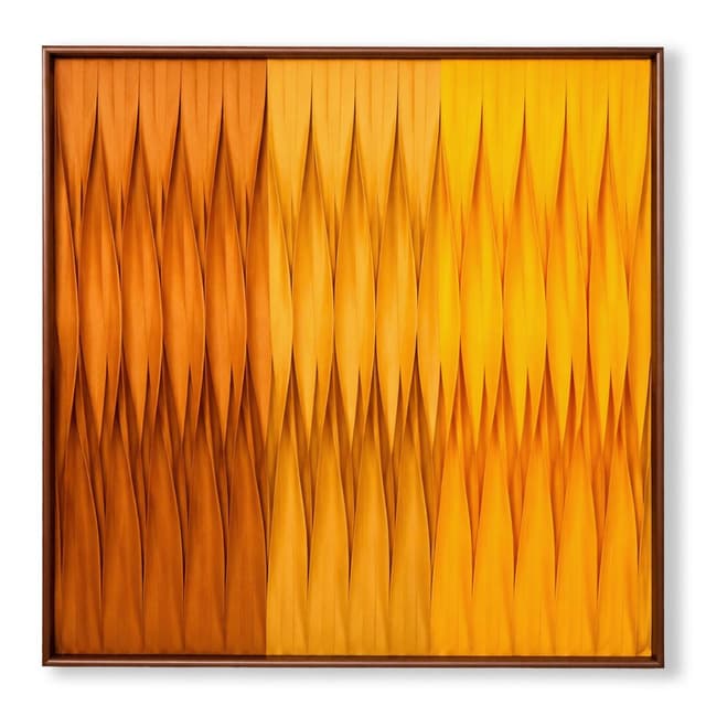 Kit 2 Quadros Artesanais Trama Degrade Amarelo Laranja II Sem Vidro 90x90cm