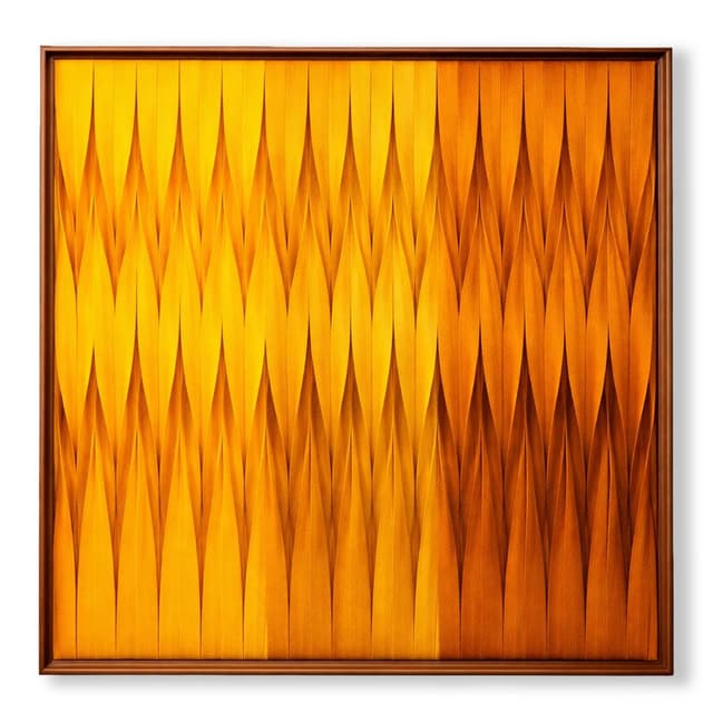 Kit 2 Quadros Artesanais Trama Degrade Amarelo Laranja I Sem Vidro 90x90cm