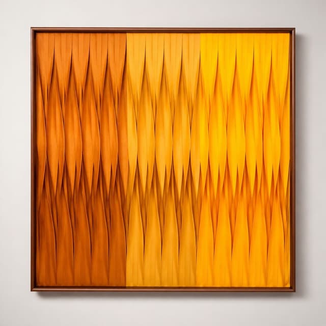Kit 2 Quadros Artesanais Trama Degrade Amarelo Laranja II Sem Vidro 90x90cm