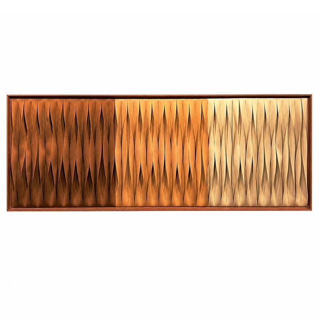 Quadro Artesanal Trançado Degradê Ocre Sem Vidro 145x55cm