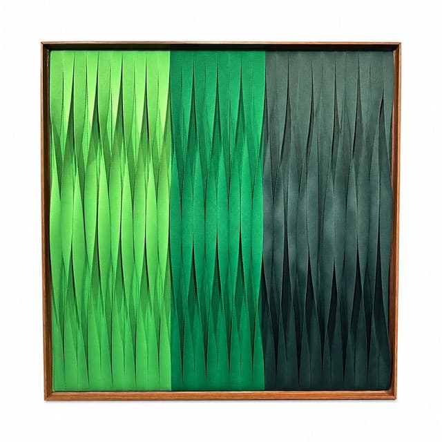Kit 2 Quadros Artesanais Trama Degradê Verde II Sem Vidro 90x90cm