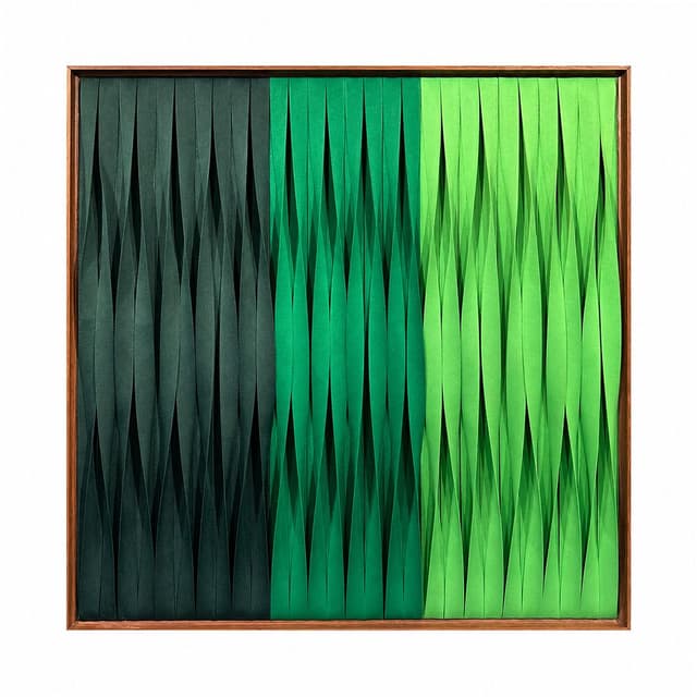 Kit 2 Quadros Artesanais Trama Degradê Verde I Sem Vidro 90x90cm