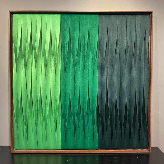 Kit 2 Quadros Artesanais Trama Degradê Verde II Sem Vidro 90x90cm